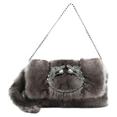 Gucci Jeweled Dragon Evening Bag Embellished Fur