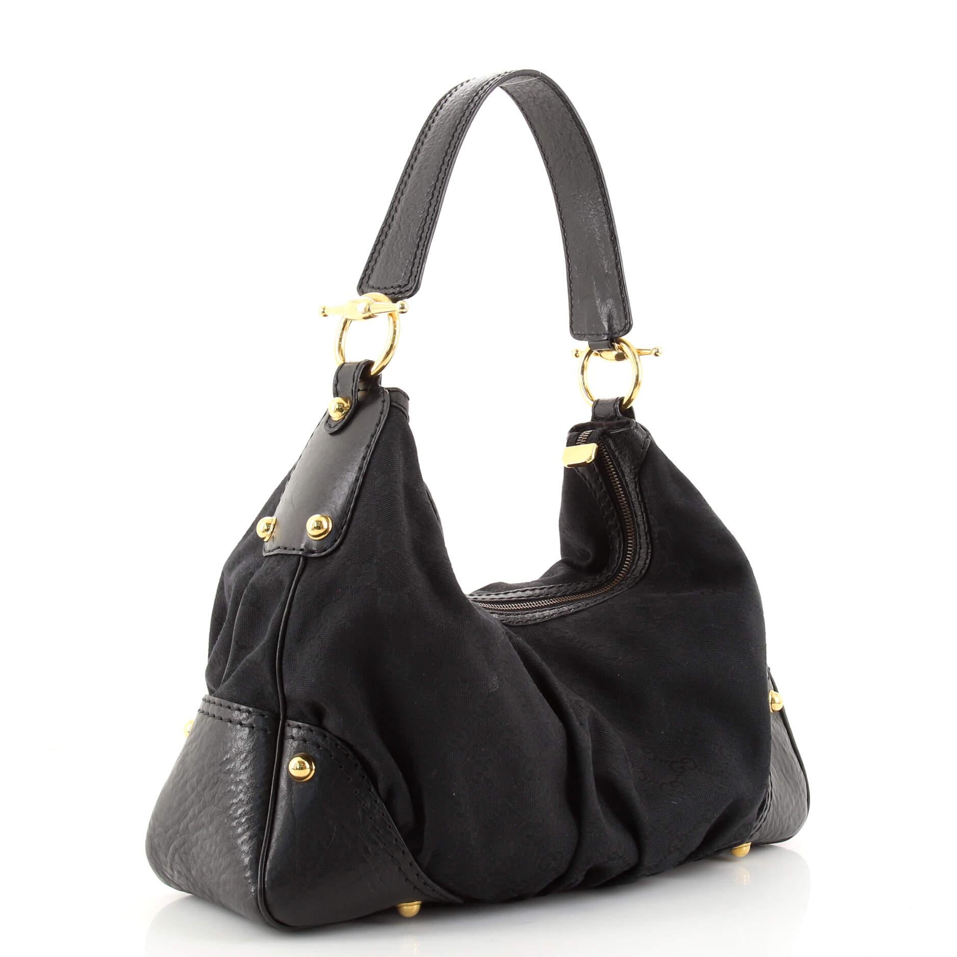 Black Gucci Jockey Hobo GG Canvas Medium