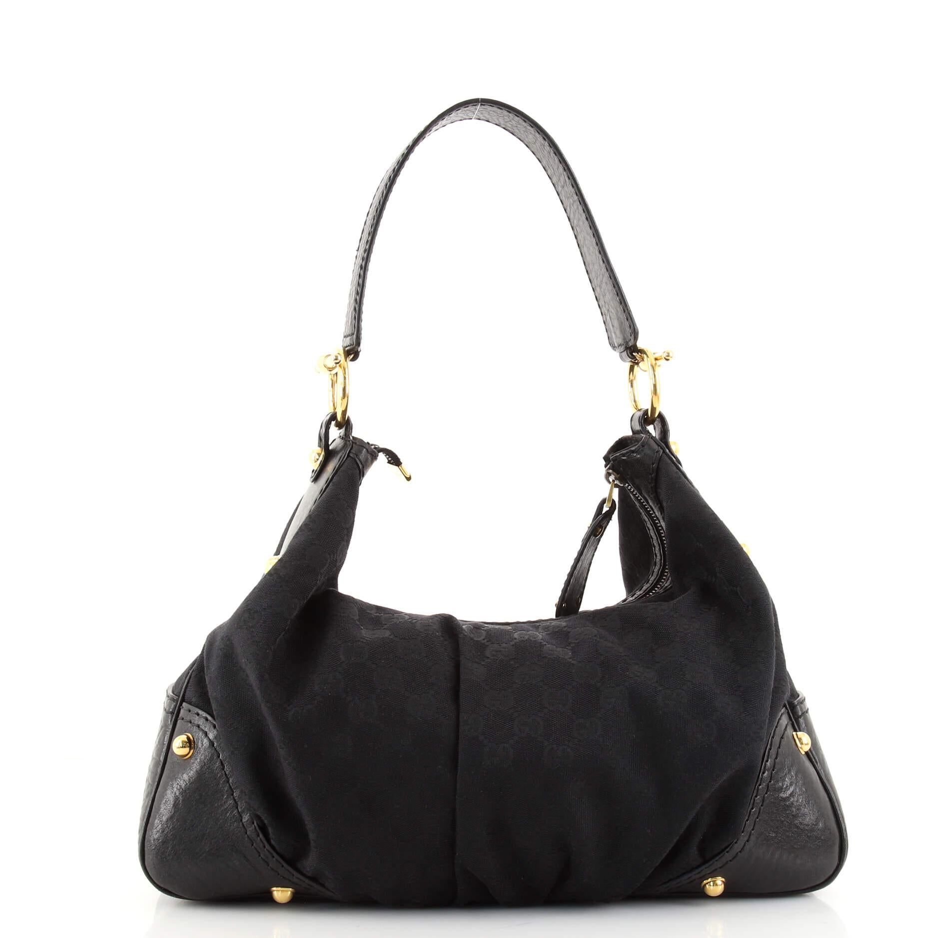 Gucci Jockey Hobo GG Canvas Medium In Good Condition In NY, NY