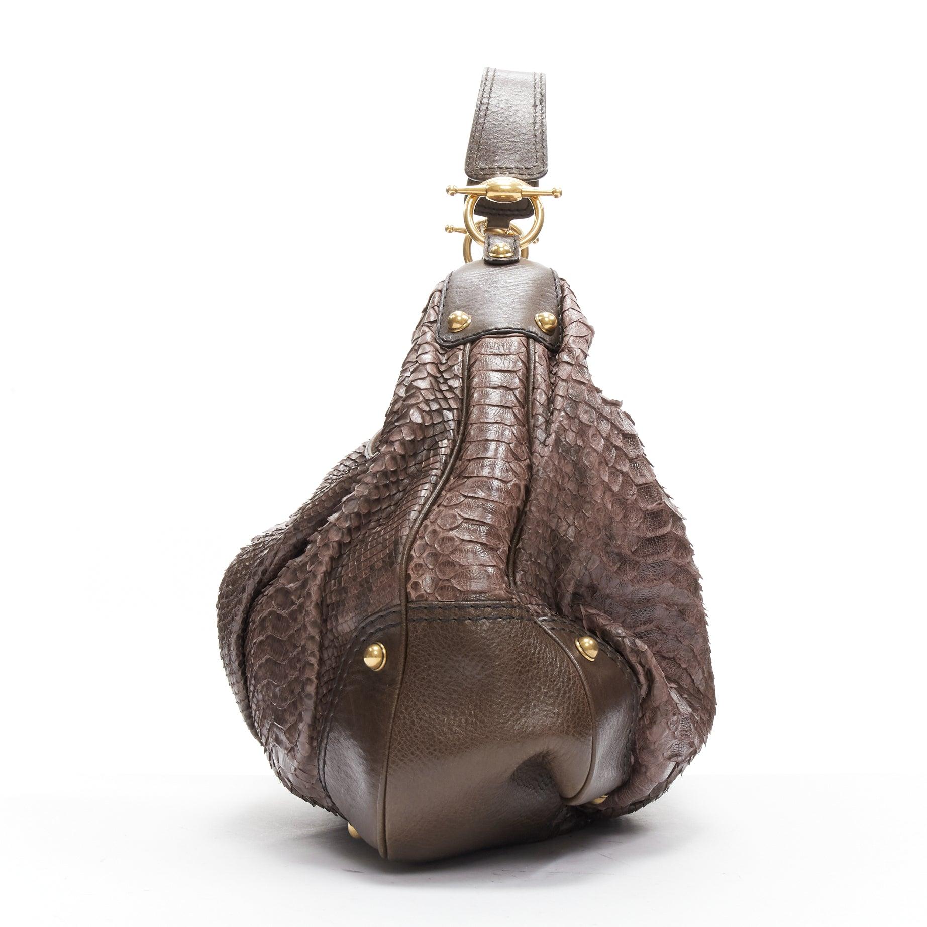 Women's GUCCI Jockey Hobo purple scaled leather bamboo buckle large top handle boho bag For Sale