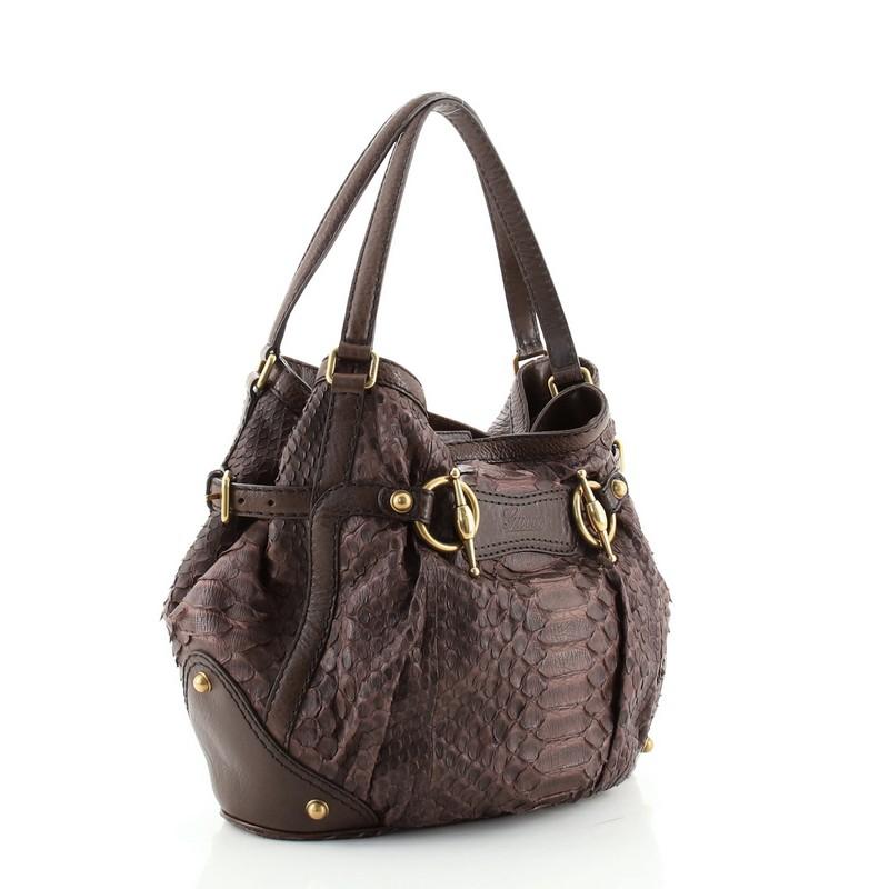 Black Gucci Jockey Tote Python Medium