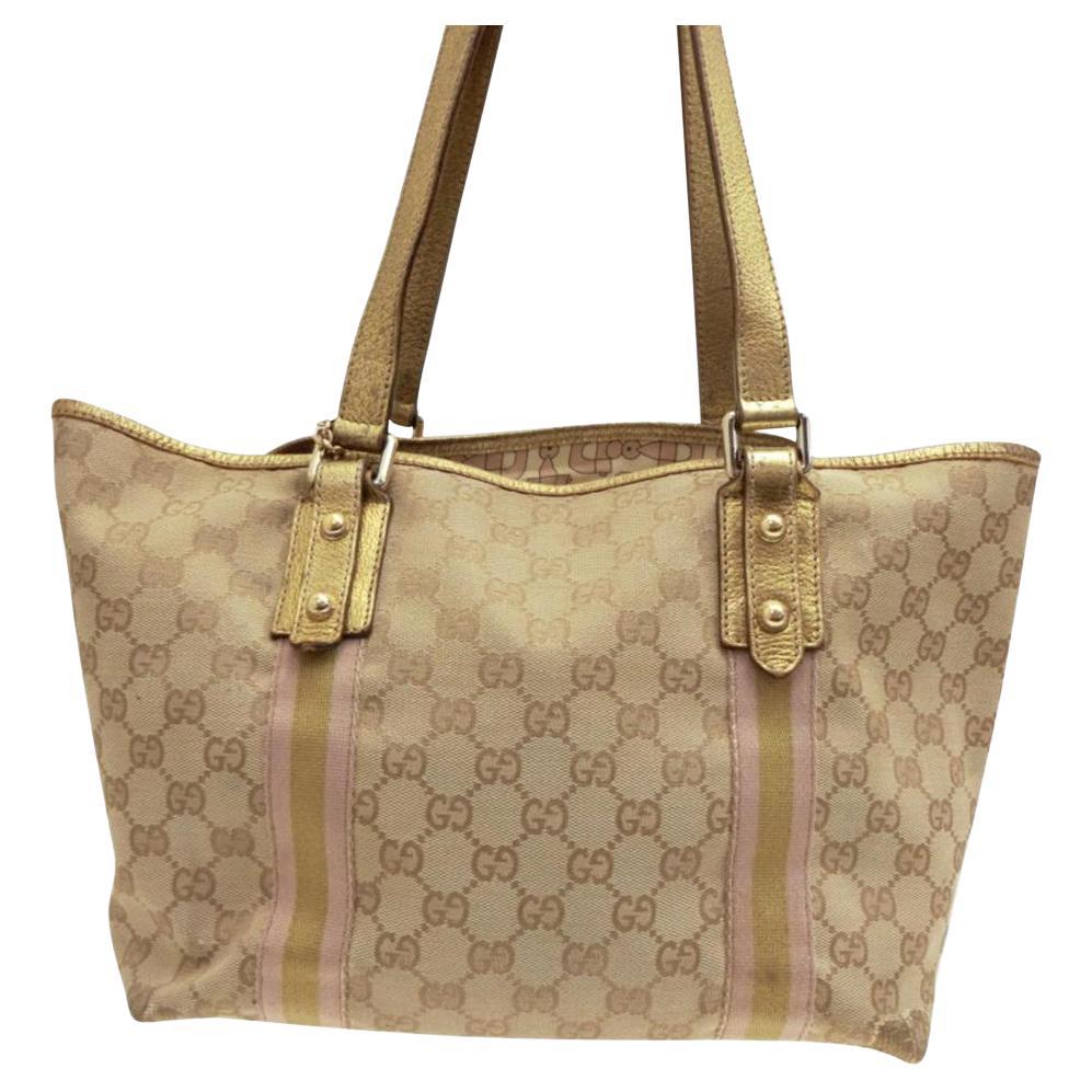 Gucci Jolicoeur Monogram Signtuare Web Sherry 231965 Beige Canvas Tote