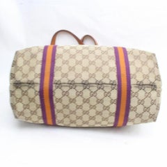 Gucci Jolicoeur Monogram Web Sherry Charm 869682 Brown Canvas Tote
