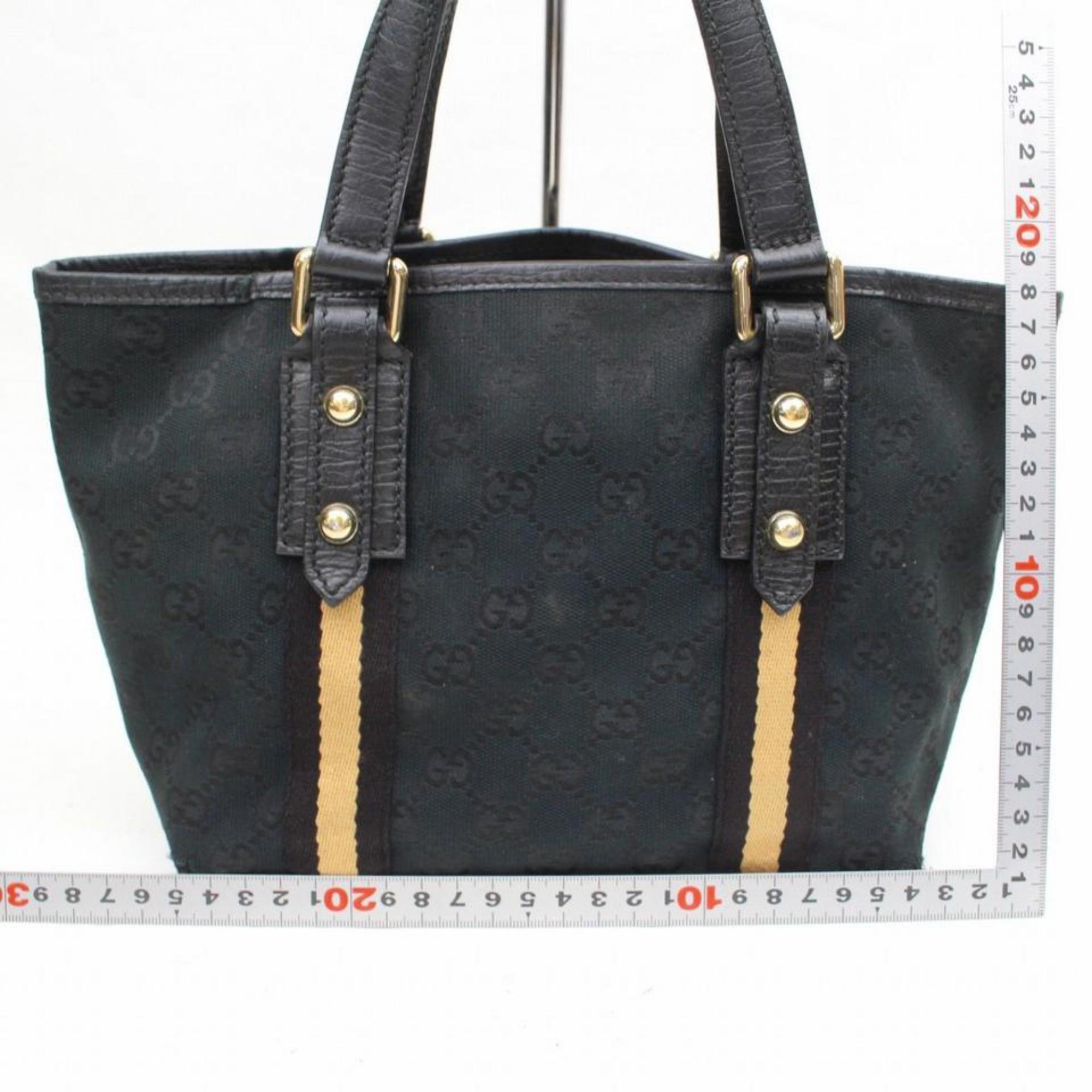 Gucci Jolicoeur Sherry Monogram Web Charm 869464 Black Canvas Tote For Sale 2