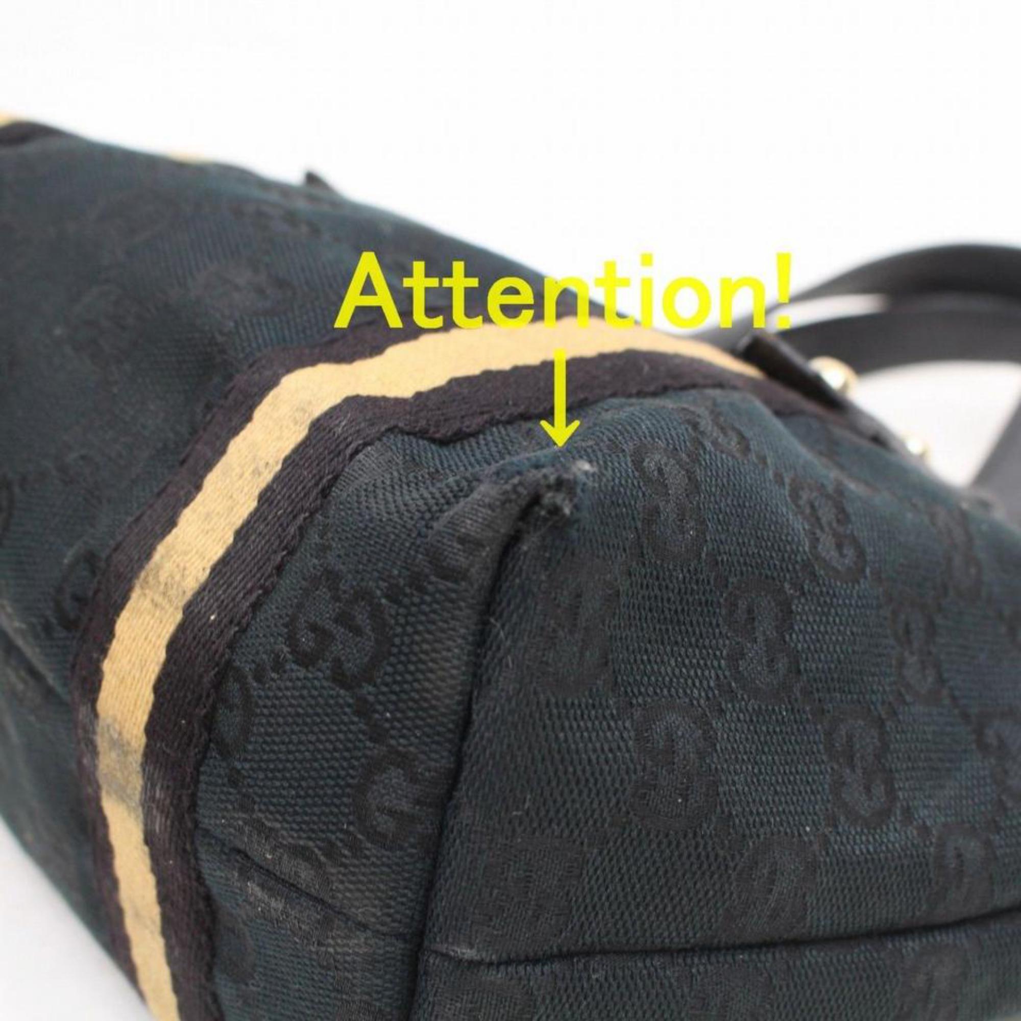Gucci Jolicoeur Sherry Monogram Web Charm 869464 Black Canvas Tote For Sale 5