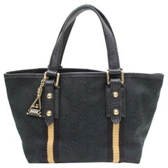 Gucci Jolicoeur Sherry Monogram Web Charm 869464 Black Canvas Tote