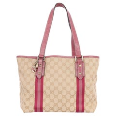 Gucci Jolicoeur Tragetasche GG aus Segeltuch Medium Rosa Beige
