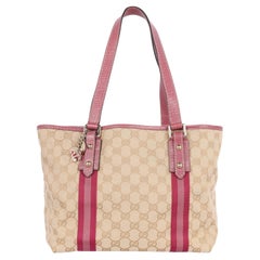 Used Gucci Jolicoeur Tote GG Canvas Medium Pink Beige