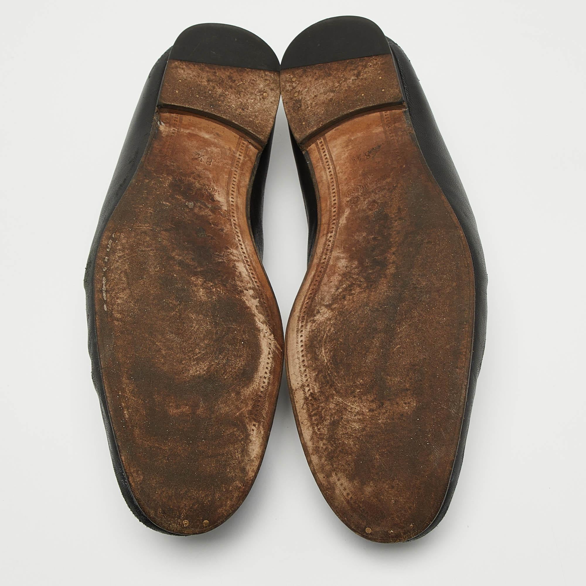 Gucci Jordaan Mocassins en cuir noir Taille 42.5 en vente 1