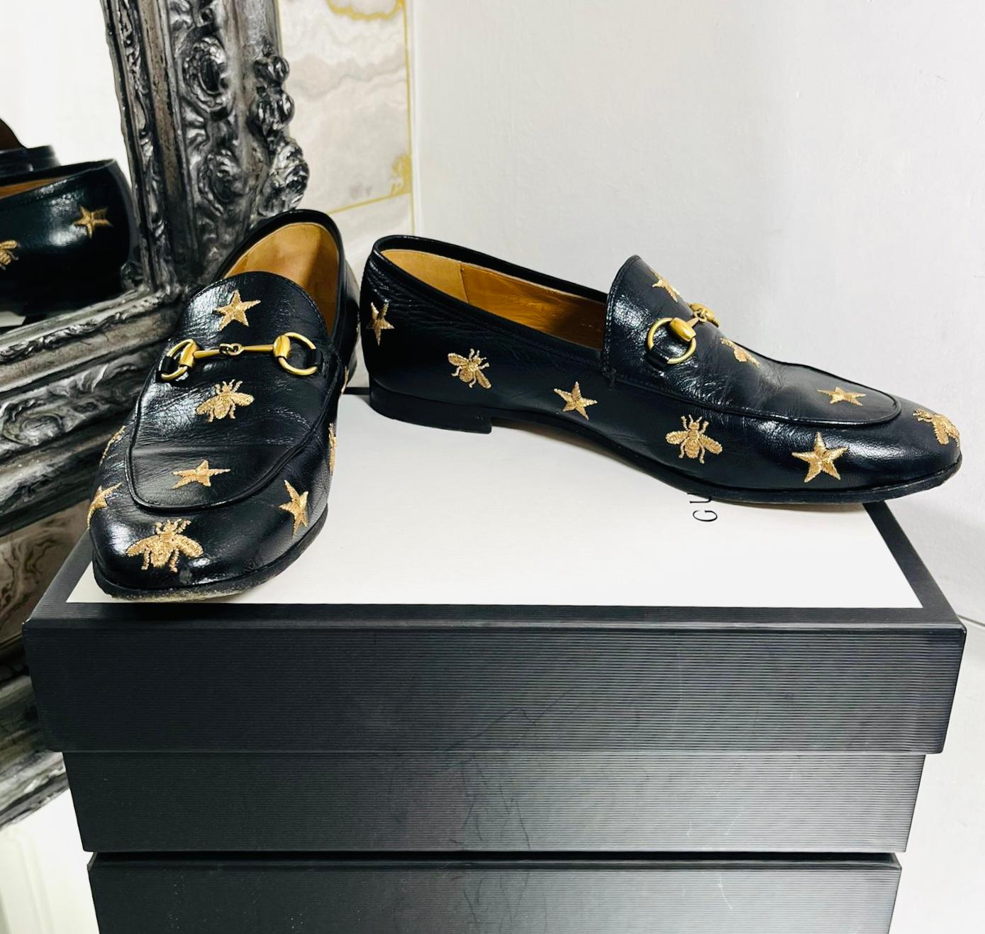 gucci jordaan embroidered loafers