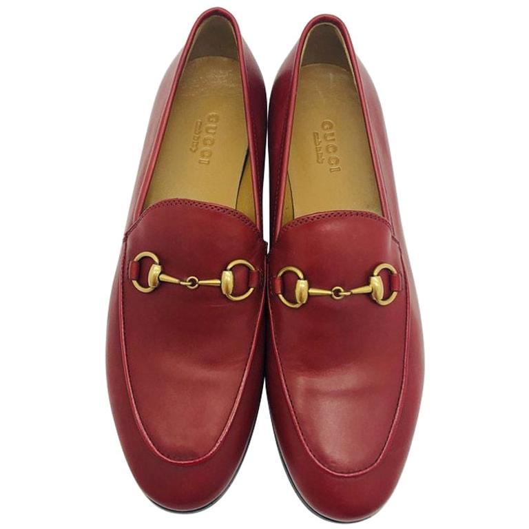 red gucci jordaan loafers
