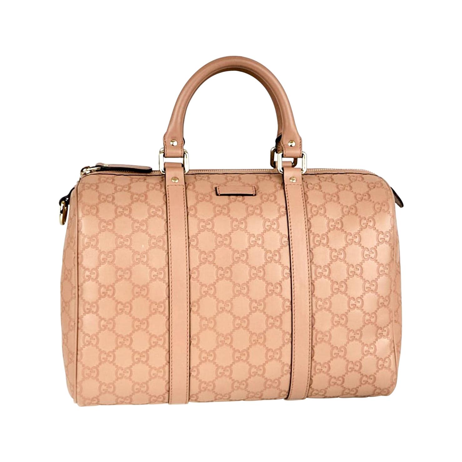 Gucci Joy Boston Satchel Guccissima  Leather Medium Rose/Pink Beige,Like New