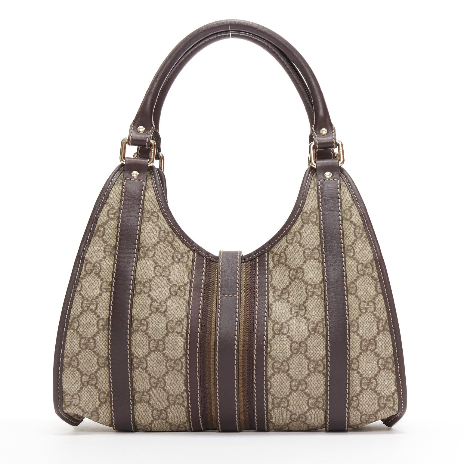 Women's GUCCI Joy  Hobo brown Supreme GG monogram gold horsebit clasp shoulder bag