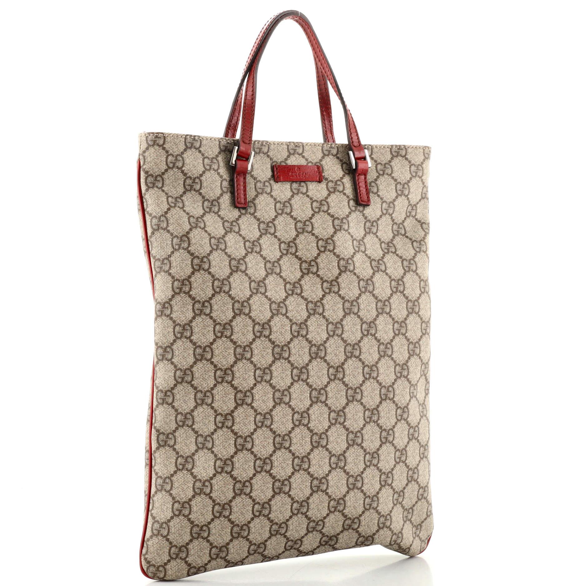 Brown Gucci Joy Plus Flat Tote GG Coated Canvas Small