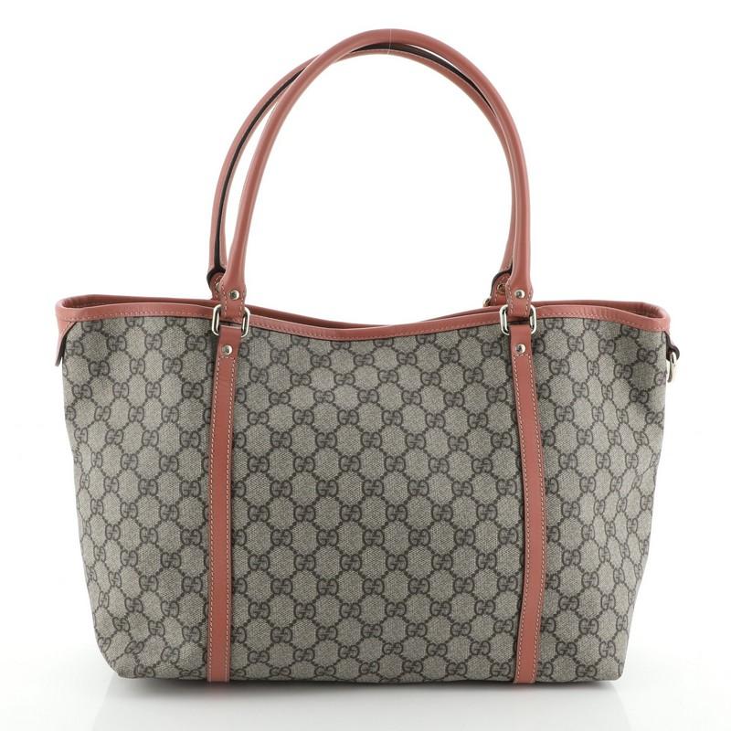 Gray Gucci Joy Tote GG Coated Canvas Medium