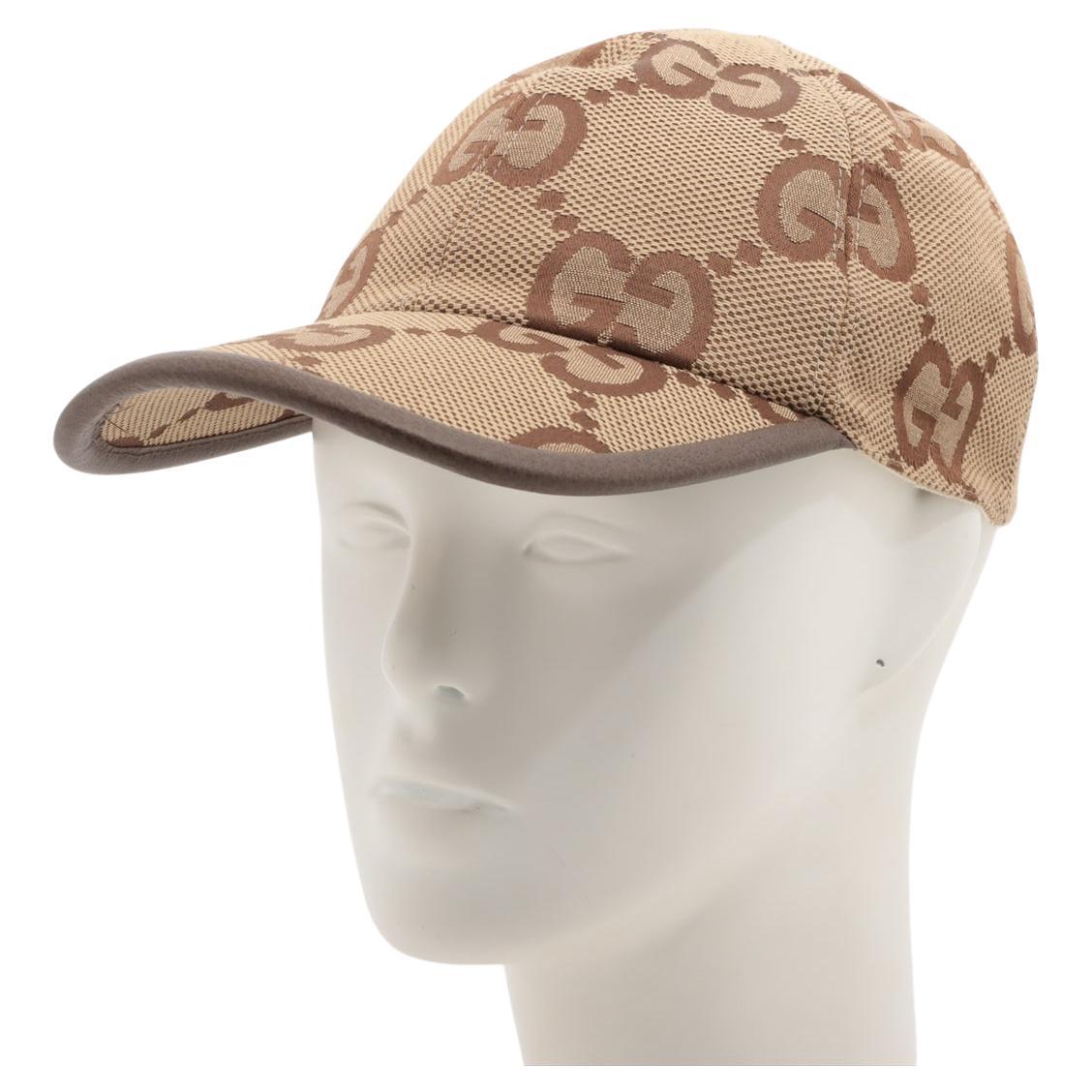 Gucci Jumbo GG Canvas Baseball Hat Camel x Ebony For Sale