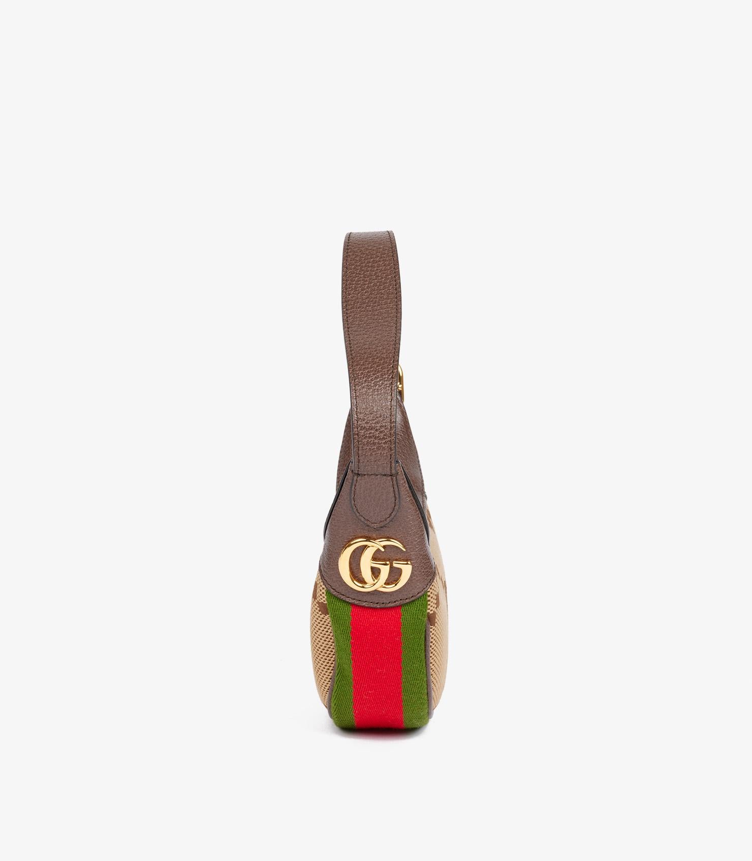 Women's Gucci Jumbo GG Canvas & Brown Pigskin Leather Ophidia Mini Bag