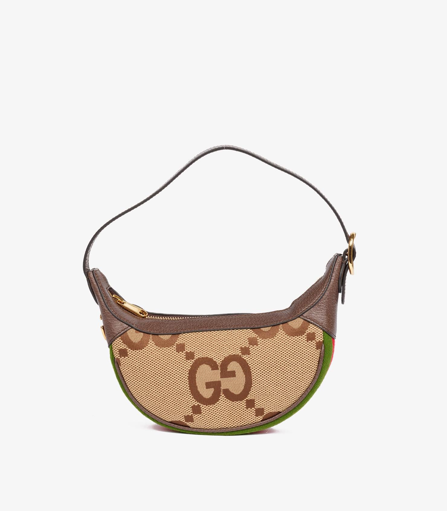 Gucci Jumbo GG Canvas & Brown Pigskin Leather Ophidia Mini Bag 1