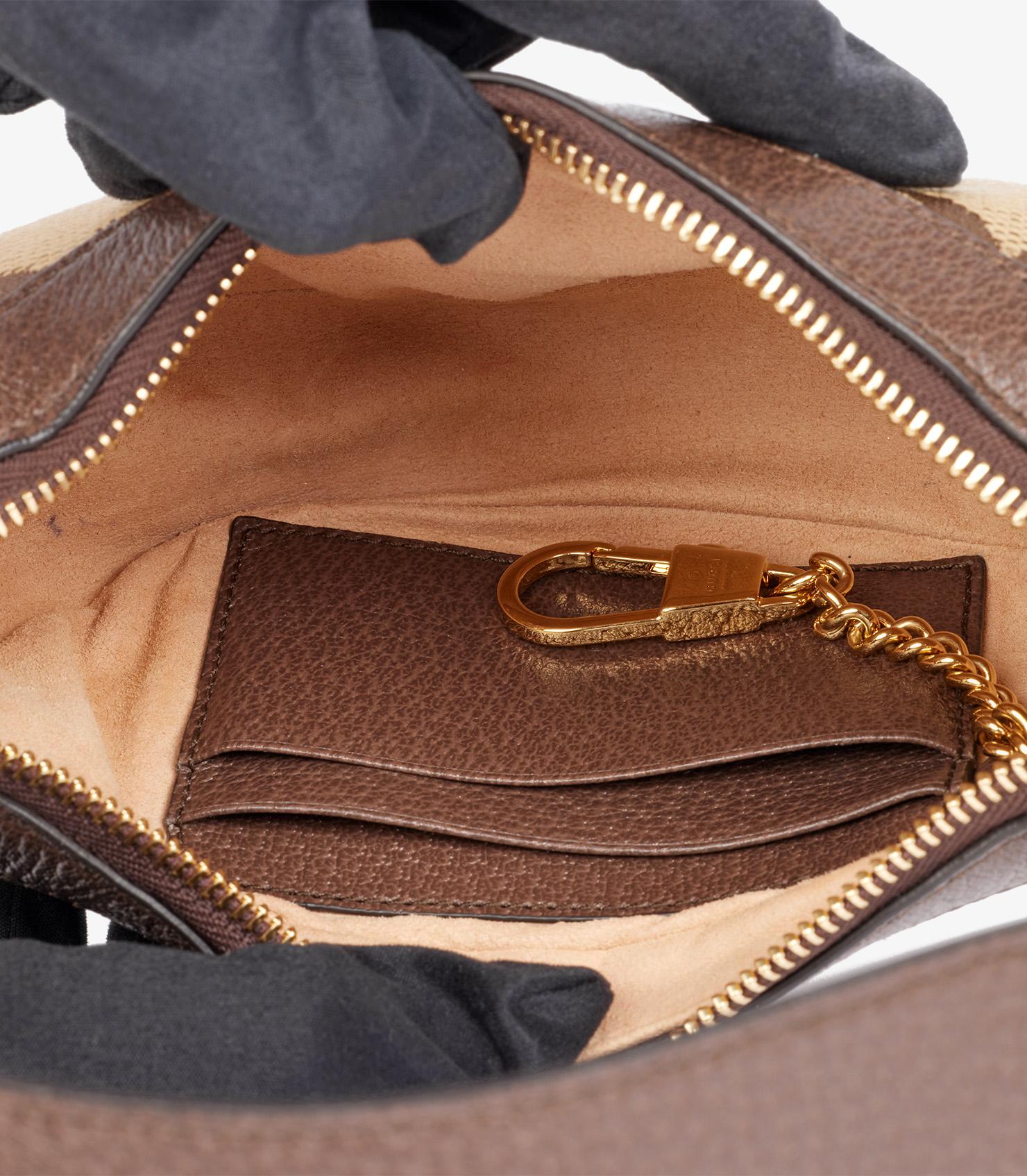 Gucci Jumbo GG Canvas & Brown Pigskin Leather Ophidia Mini Bag 4