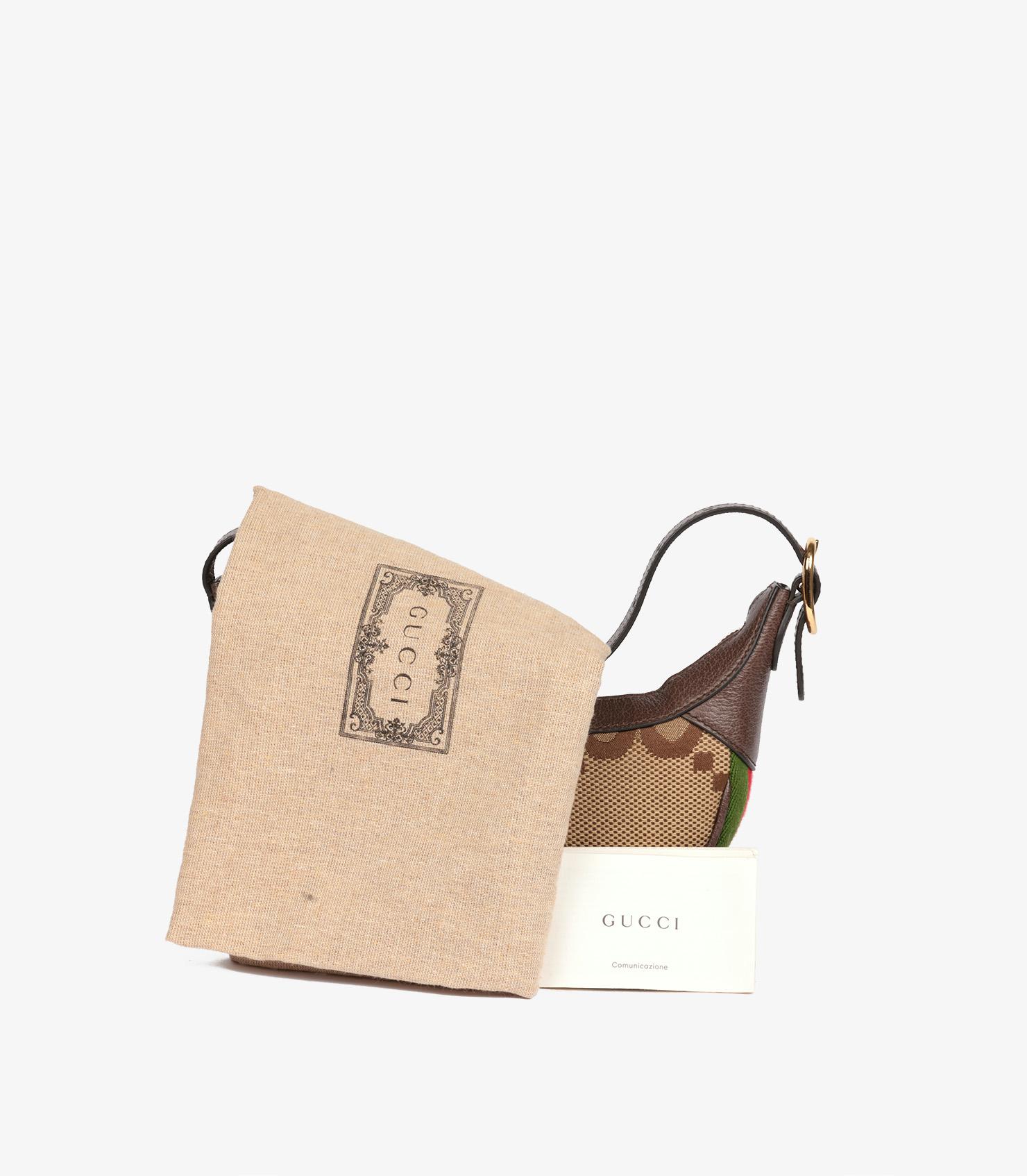 Gucci Jumbo GG Canvas & Brown Pigskin Leather Ophidia Mini Bag 5