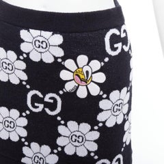 GUCCI Jumbo GG daisy floral monogram cotton blend jacquard knit skirt XS
