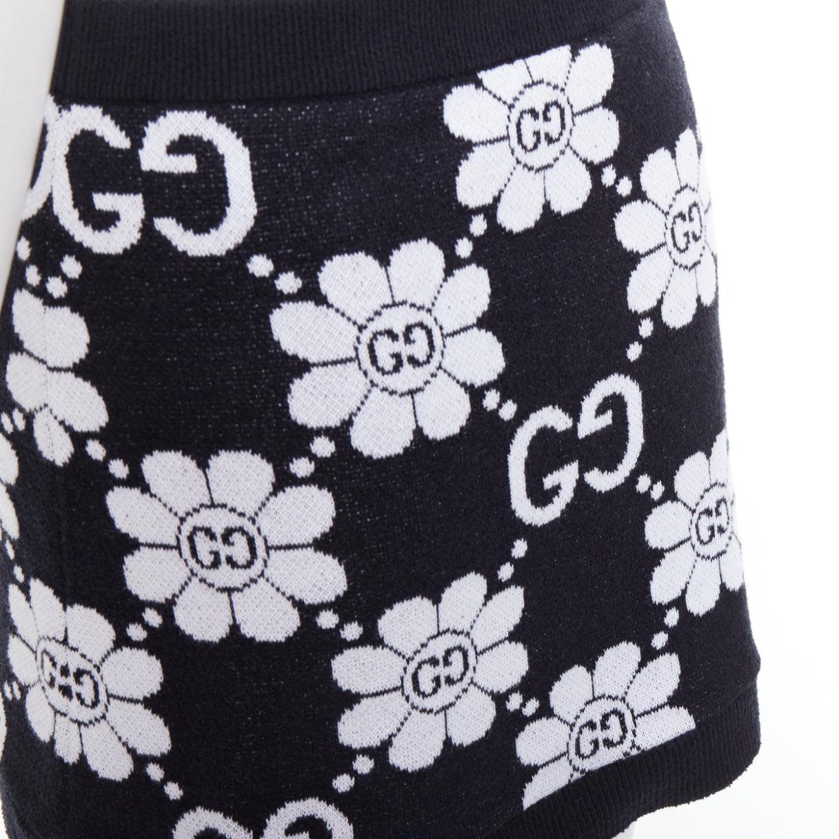 GUCCI Jumbo GG daisy floral monogram cotton blend jacquard knit skirt XS 2