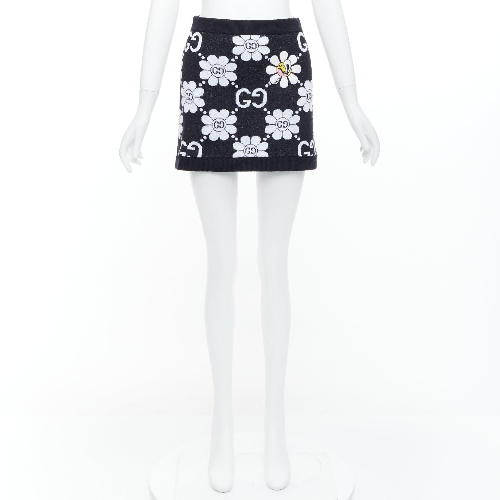 GUCCI Jumbo GG daisy floral monogram cotton blend jacquard knit skirt XS 4