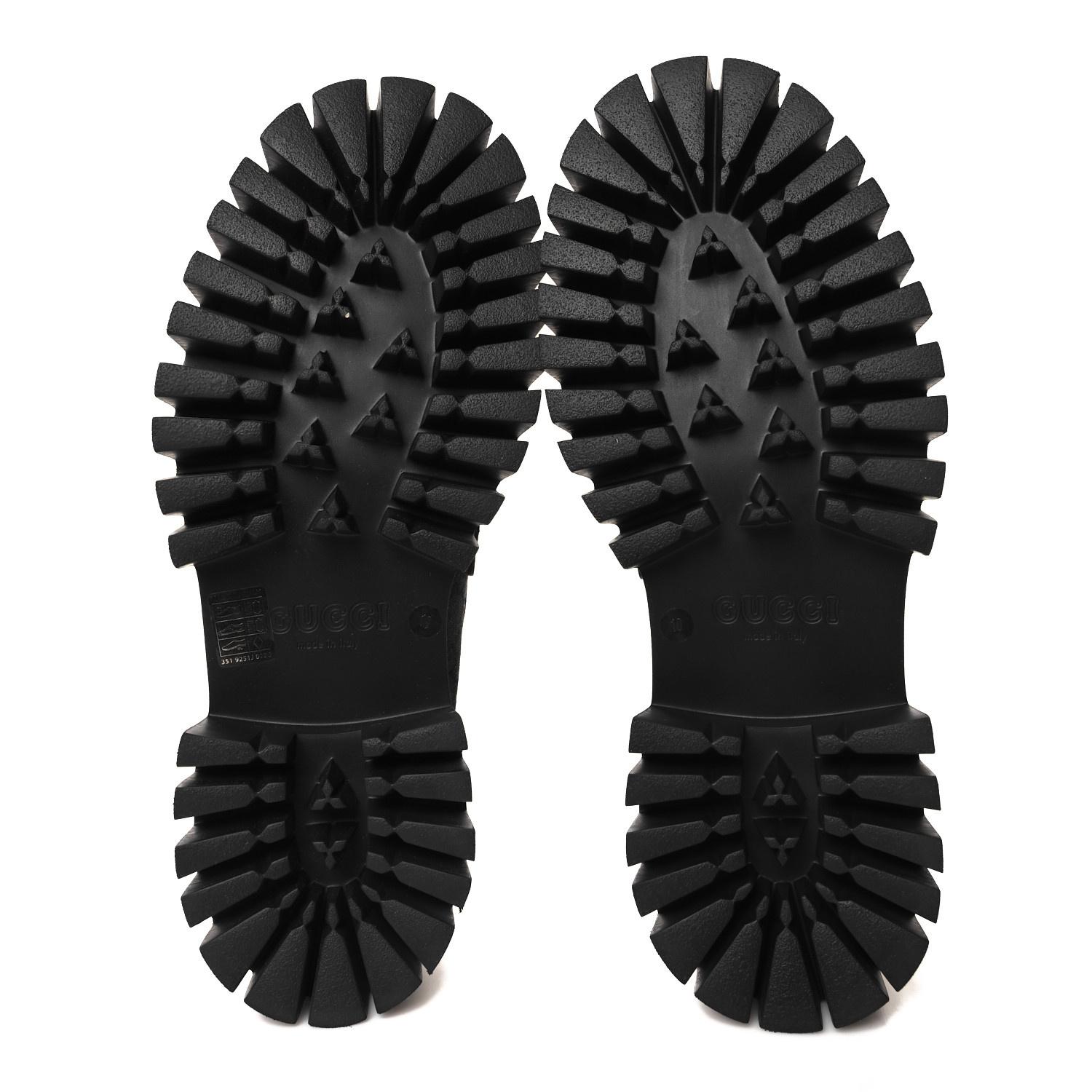 Gucci Jumbo GG Jacquard Black Canvas Chunky Loafers US 9.5 For Sale 2