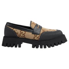 Mocassins Gucci Jumbo GG en toile de camel jacquard taille US 11