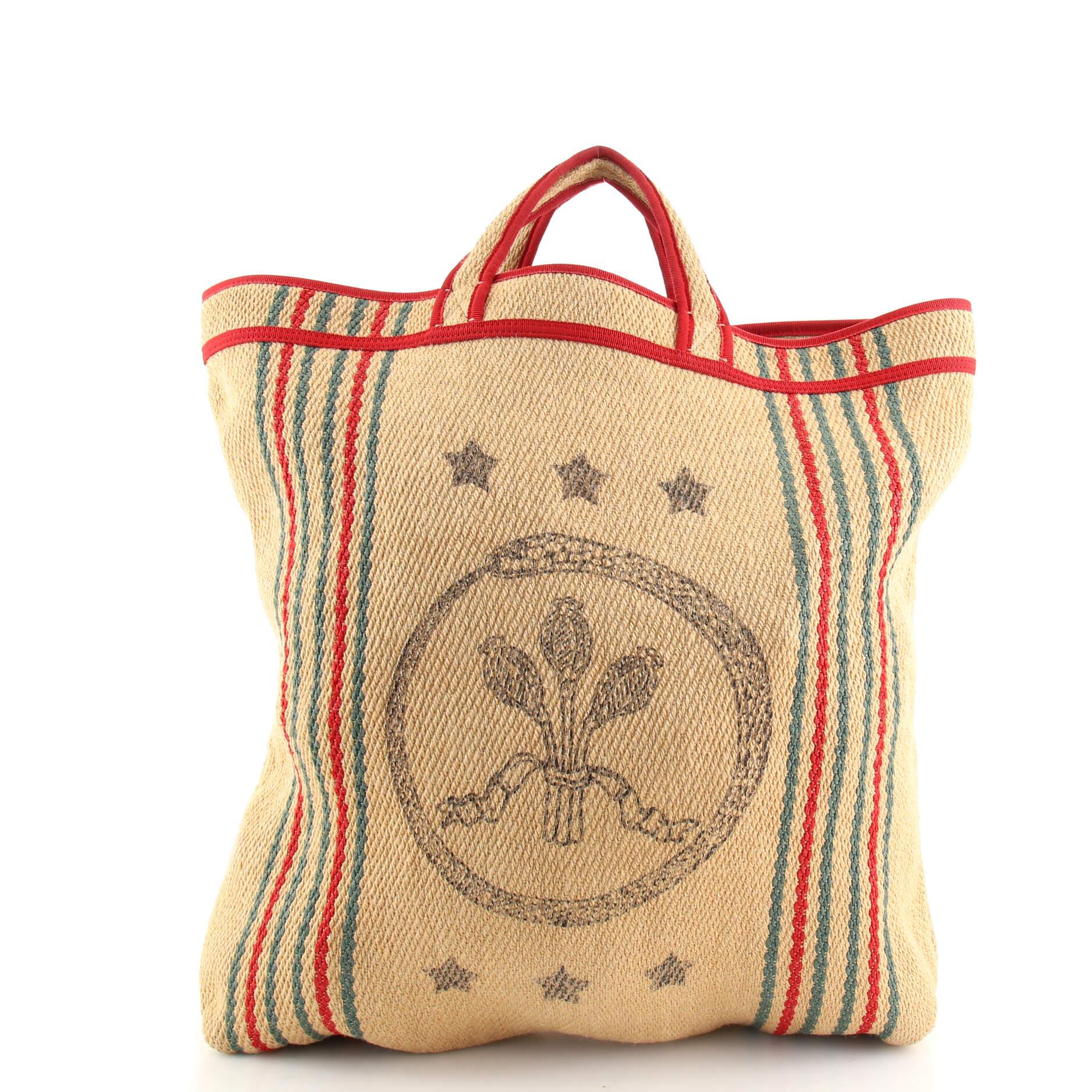 Gucci Juta Arles Tote Printed Jute In Good Condition In NY, NY