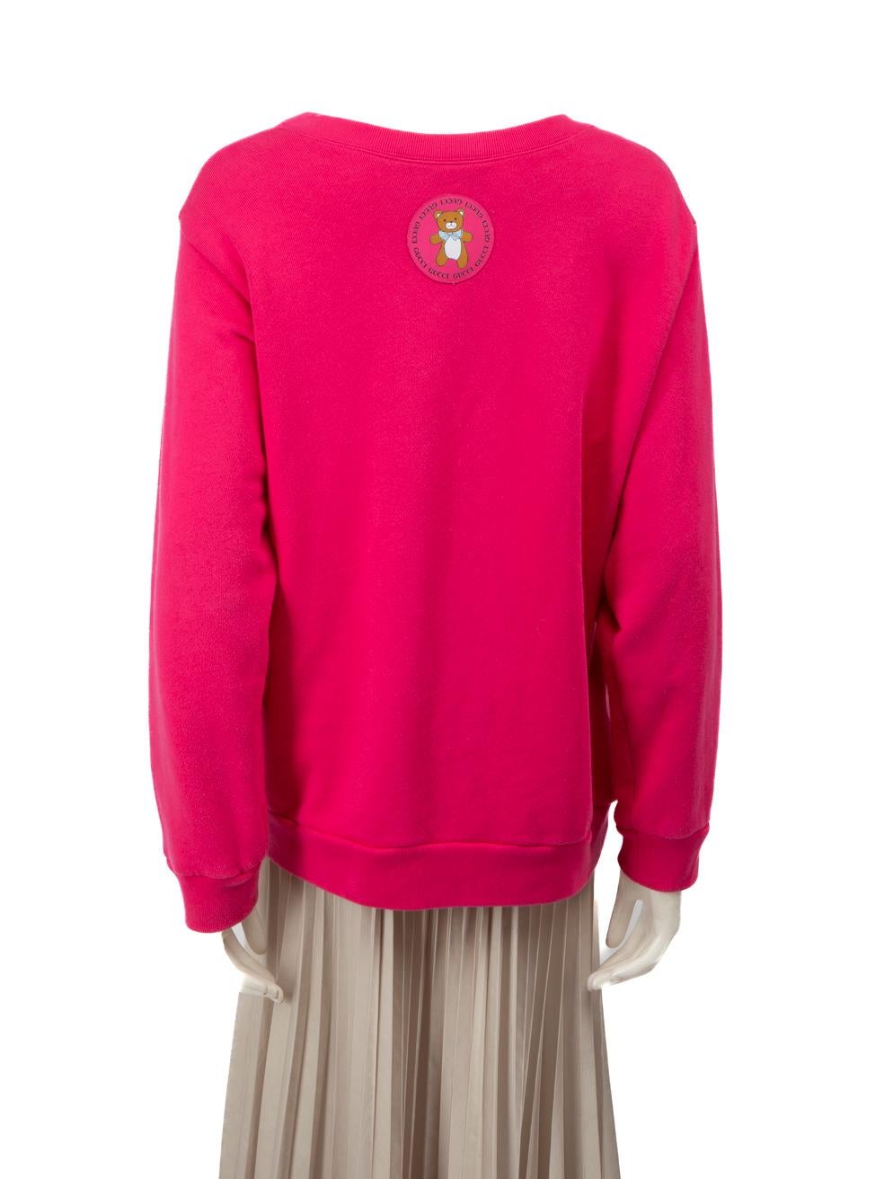 Gucci Kai x Gucci Pink Teddy Bear Print Sweatshirt Size M In Good Condition In London, GB