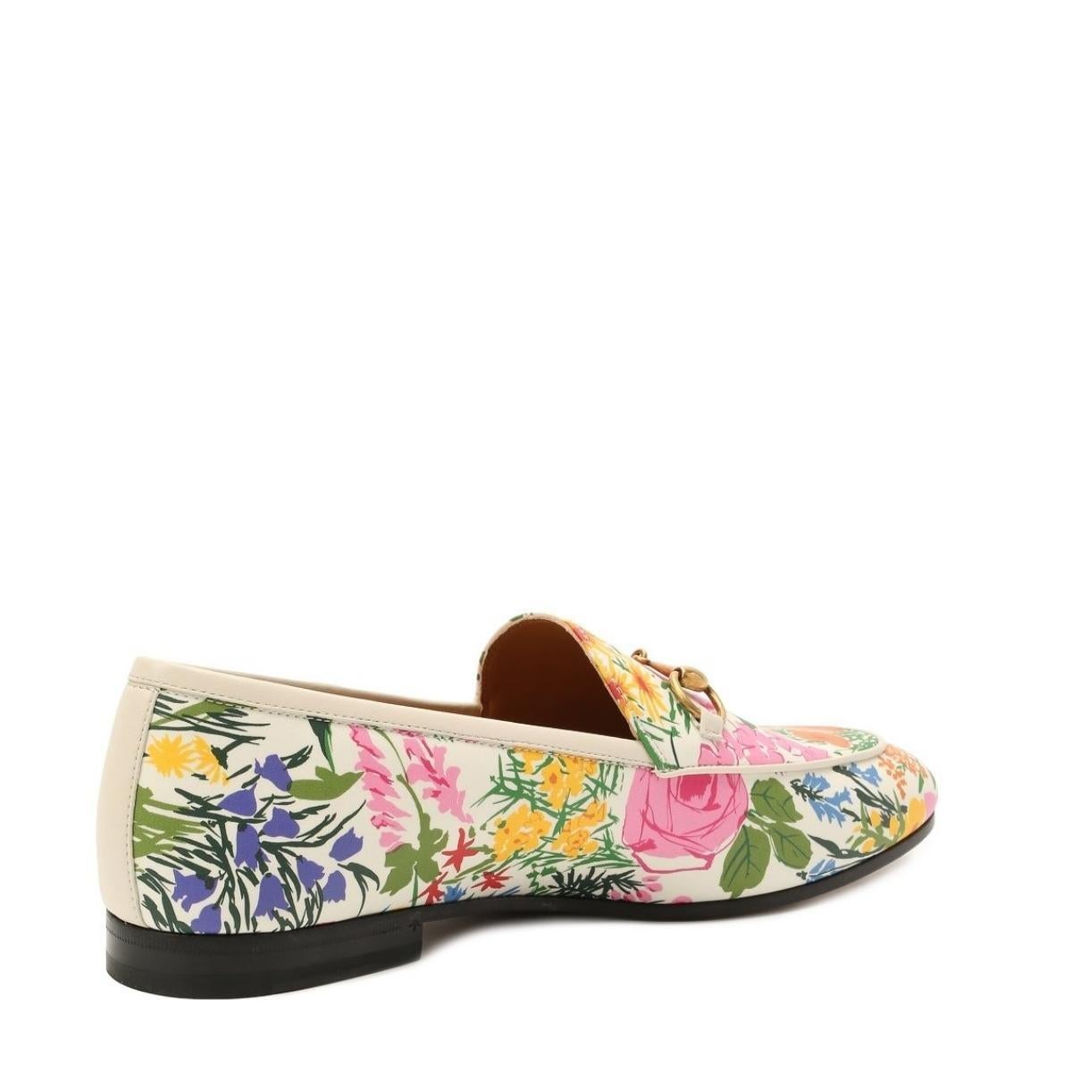 Beige Gucci Ken Scott Jordaan Floral Print Loafer 36 For Sale