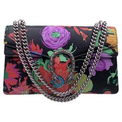 Gucci Ken Scott Print Black Floral Leder Dionysus Umhängetasche