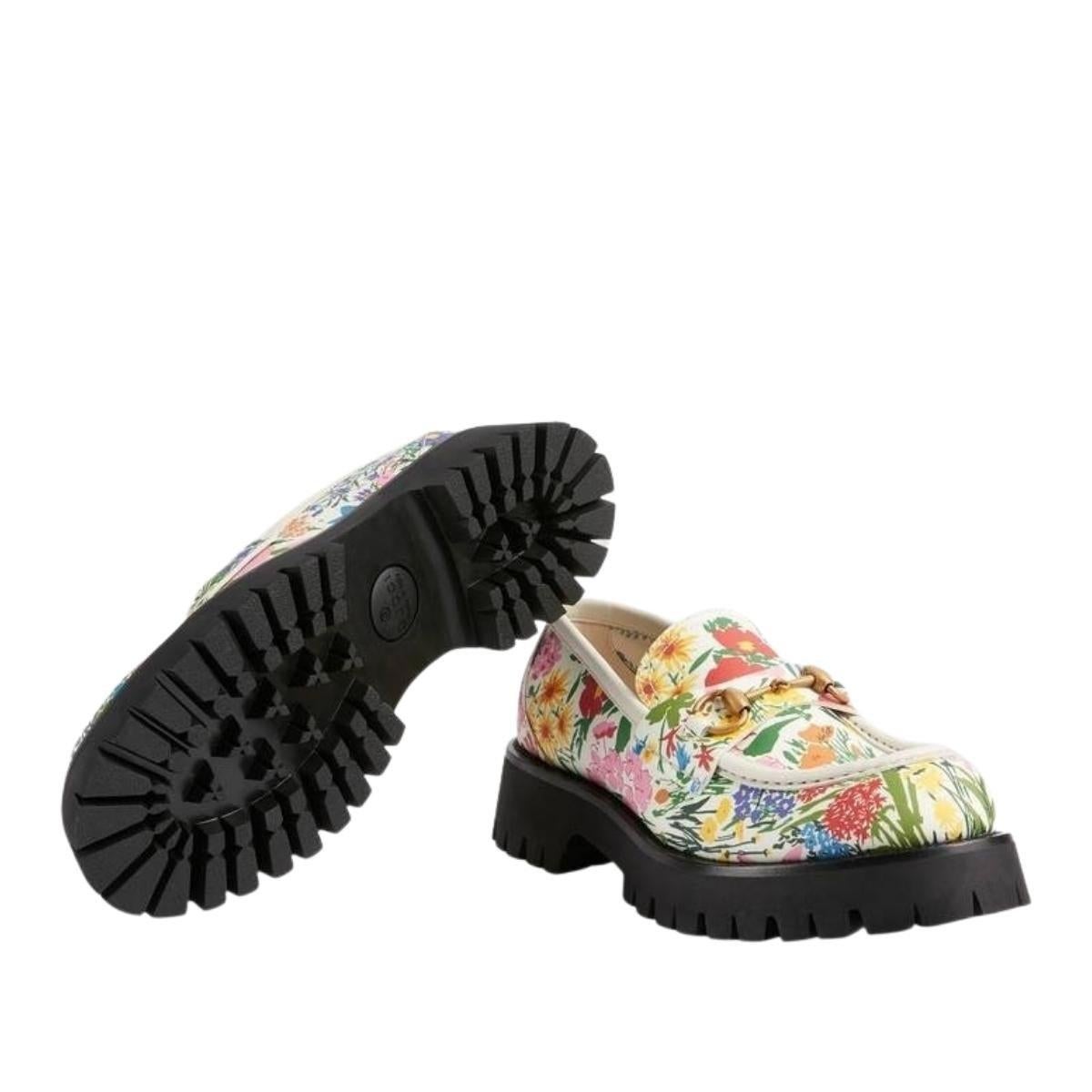 Women's Gucci Ken Scott Print Lug Sole Loafers 39.5 For Sale