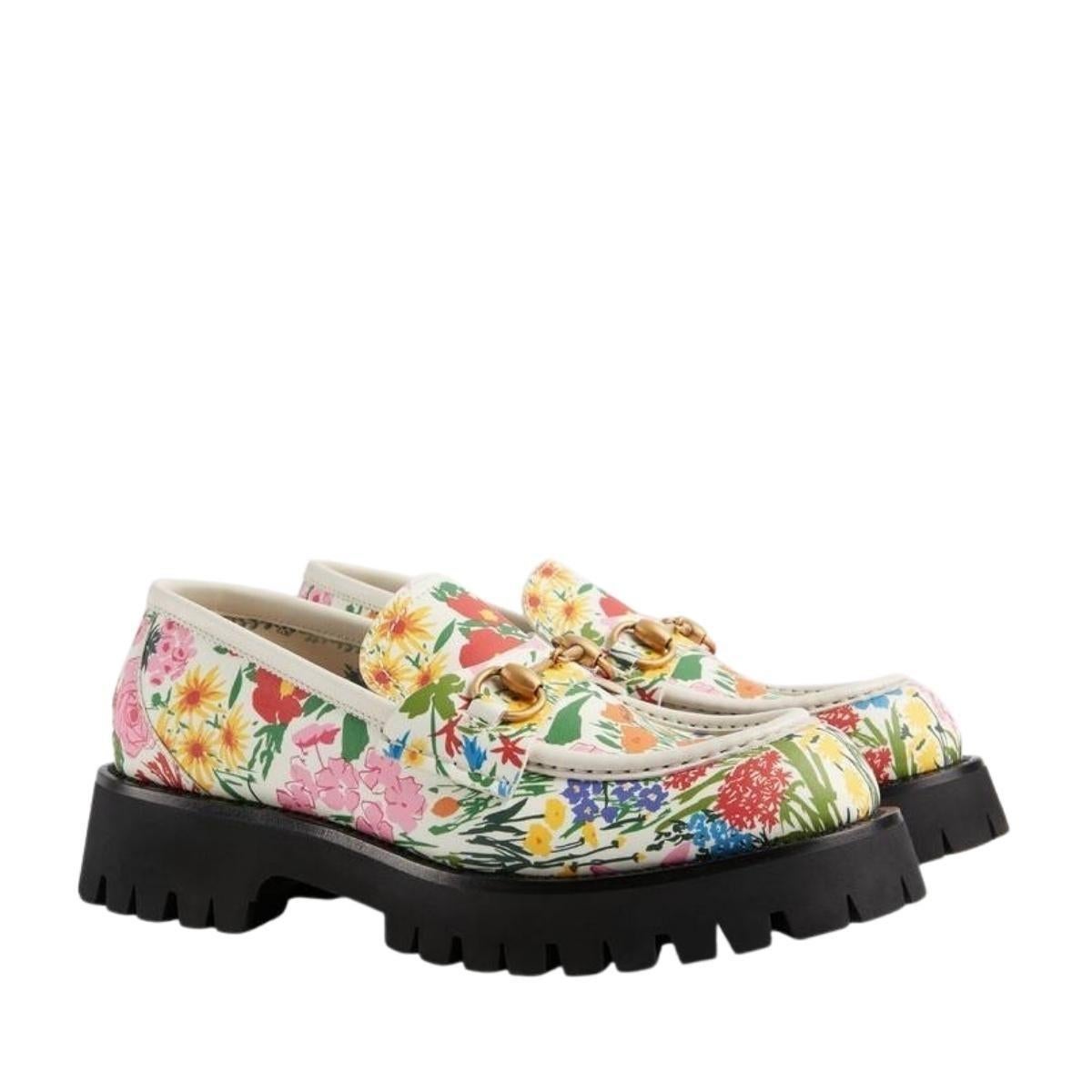 Women's Gucci Ken Scott Print Lug Sole Loafers IT37