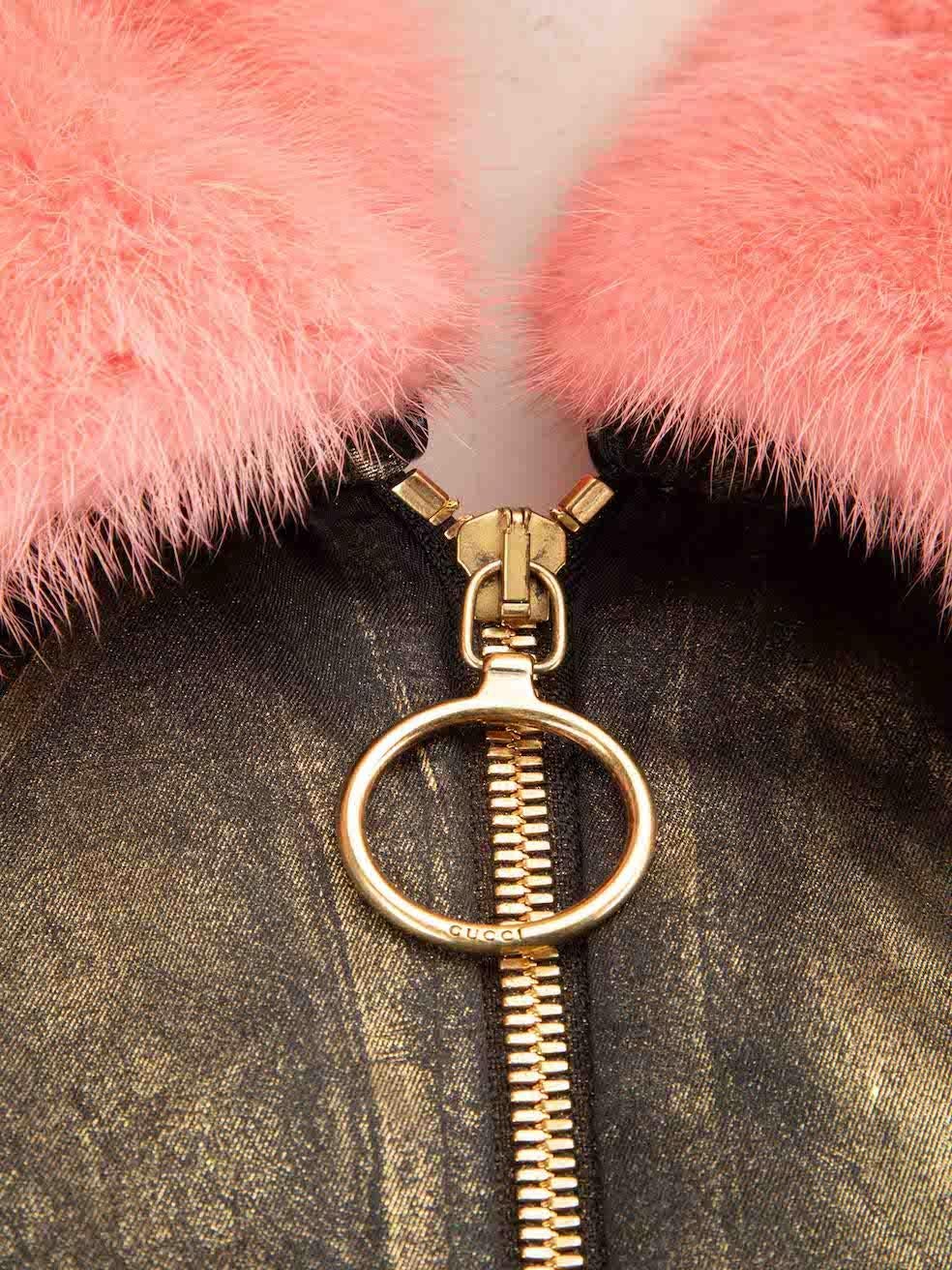 Women's Gucci Khaki Mink Collar Gucci Ghost Bomber Jacket Size M For Sale