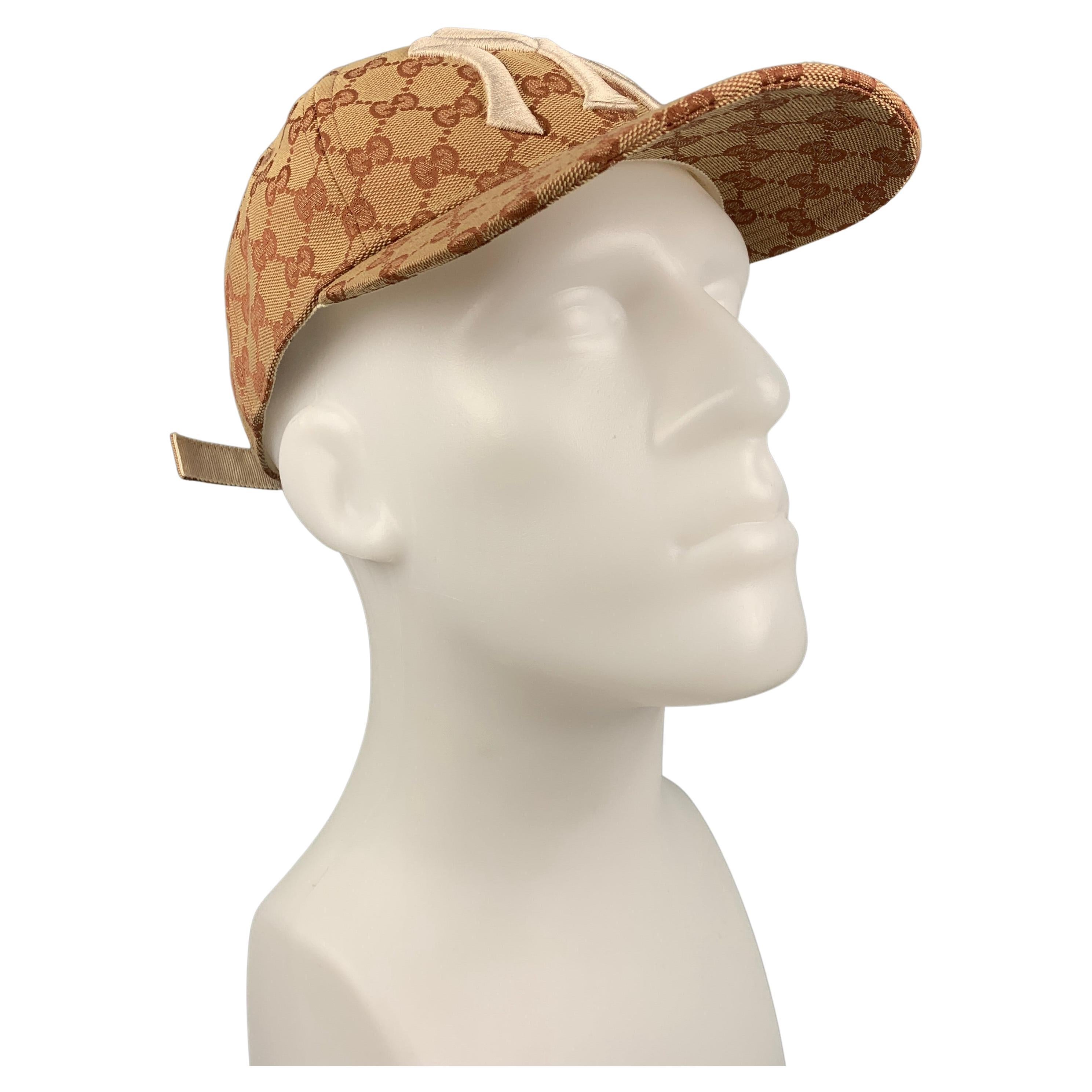 GUCCI Khaki Monogram Canvas NY Yankees GG Cap For Sale at 1stDibs