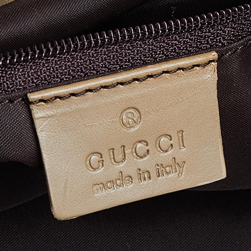 Gucci Khaki Nylon and Leather Bamboo Handle Hobo 2