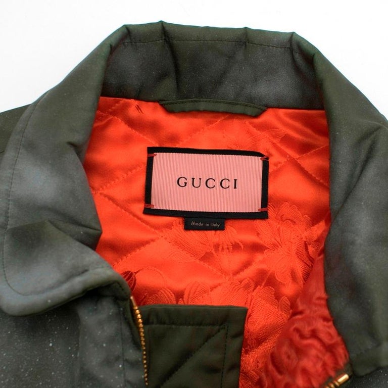 Gucci Khaki Spray Painted Bomber Jacket W/ Mink Fur Cuffs XS 38 at ...