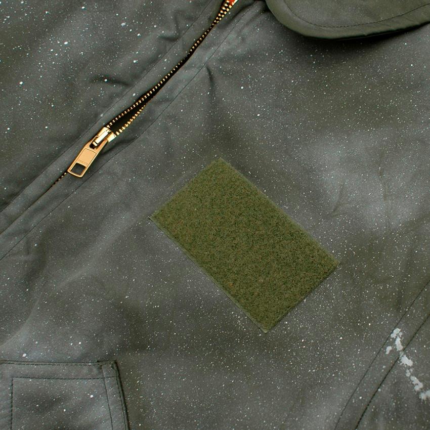 Gucci Khaki Spray Painted Bomber Jacket W/ Mink Fur Cuffs XS 38  In New Condition In London, GB