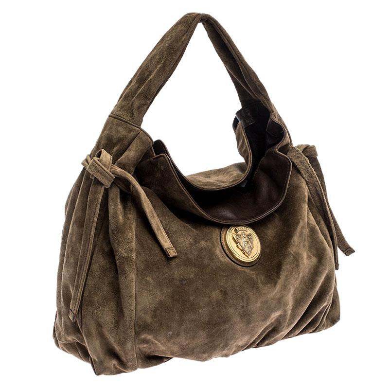 Gucci Khaki Suede Hysteria Medium Hobo In Good Condition In Dubai, Al Qouz 2