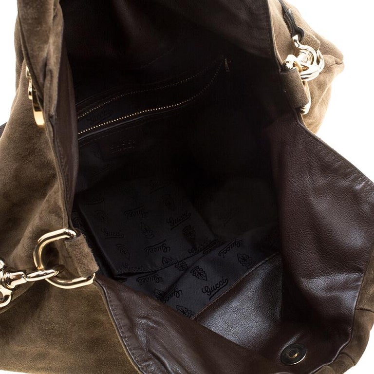 Gucci Khaki Suede Large Hysteria Hobo at 1stDibs