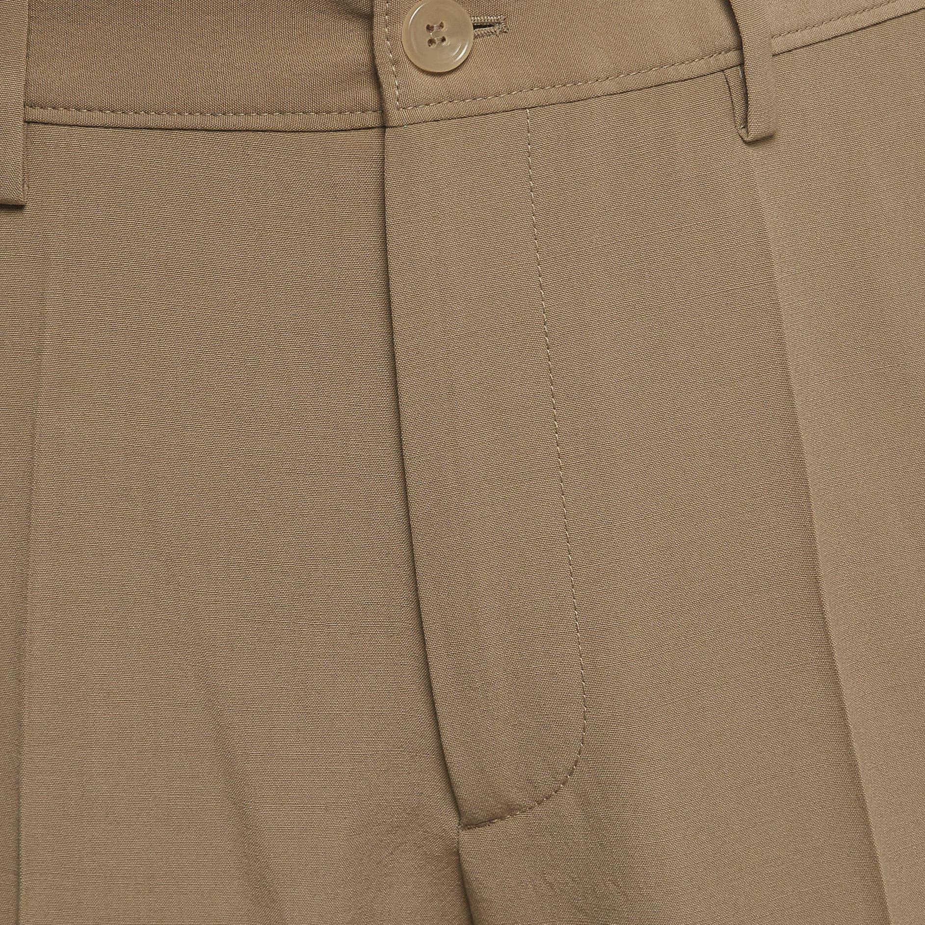 Gucci Khaki Wool Straight Fit Trousers M 1