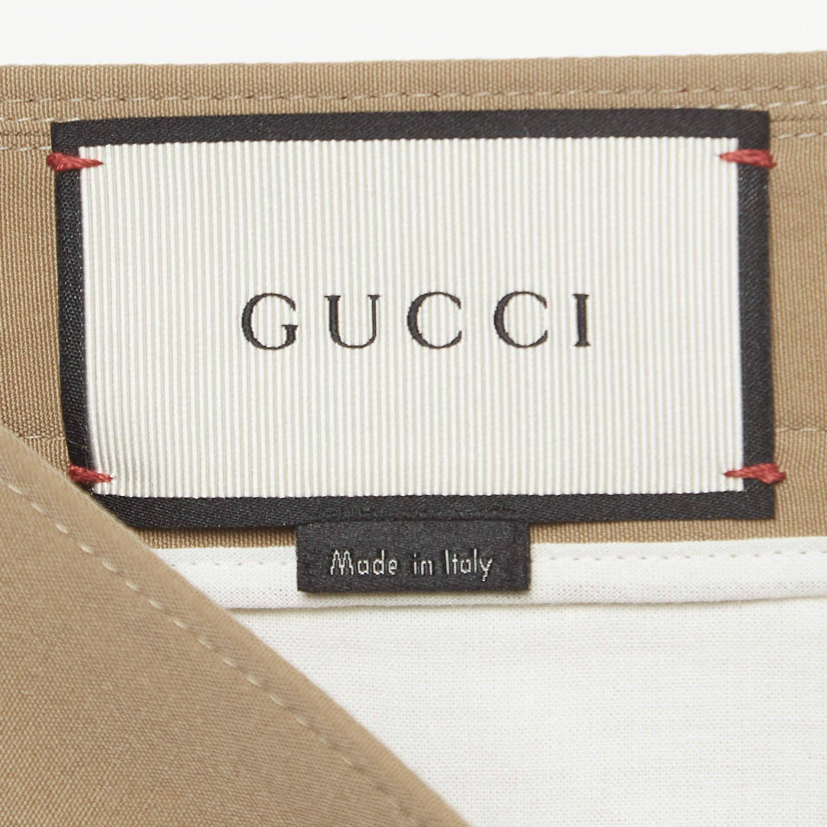 Gucci Khaki Wool Straight Fit Trousers M 2