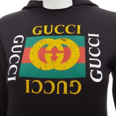GUCCI Kids Alessandro Michele vintage box logo black hoodie 8Y XS