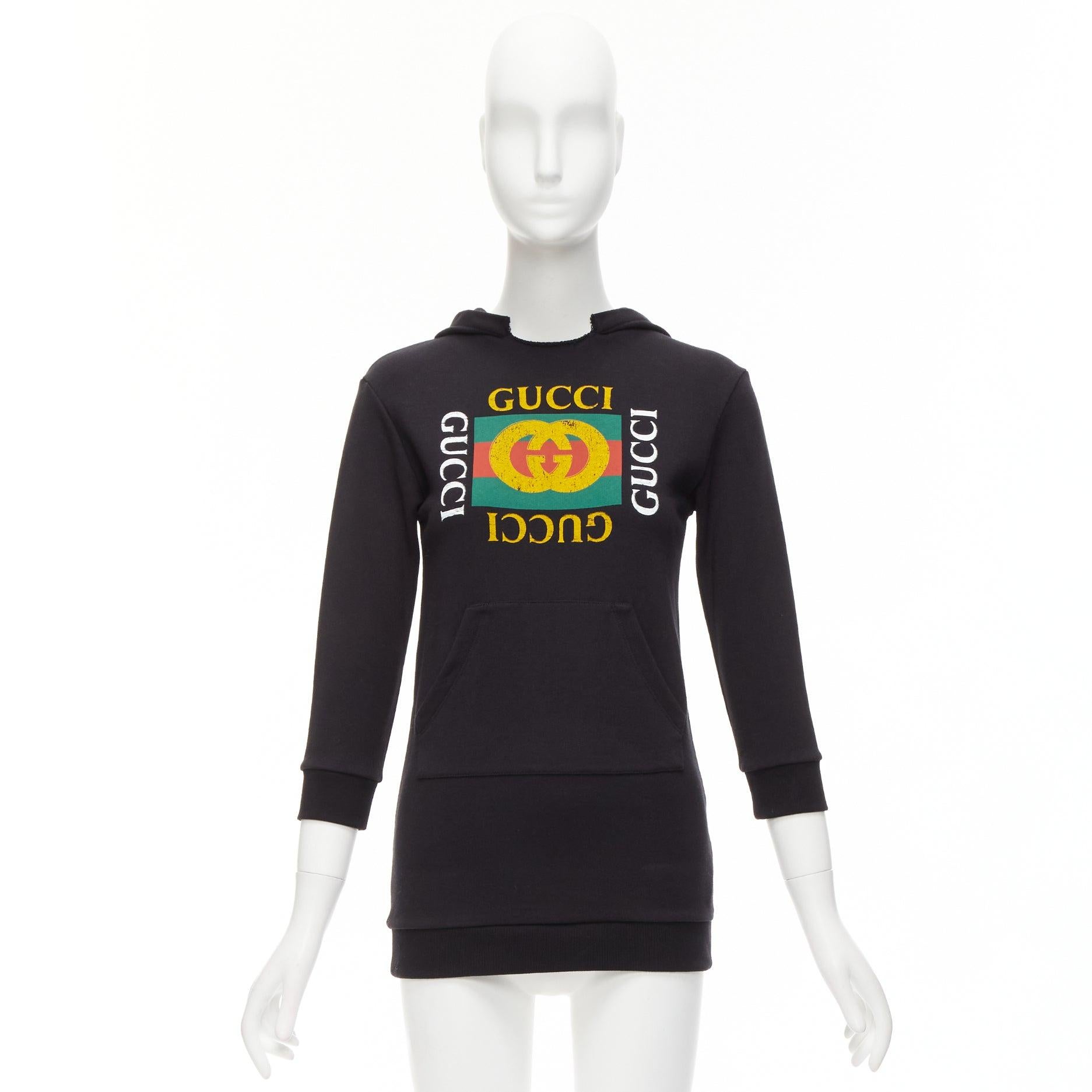 GUCCI Kids Alessandro Michele vintage box logo hoodie black 8Y XS en vente 4