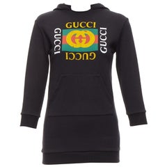 GUCCI Kids Alessandro Michele vintage box logo sudadera con capucha negra 8Y XS