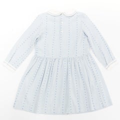 GUCCI KIDS Angela Lynne blue white cotton square G gingham peter pan dress 6Y