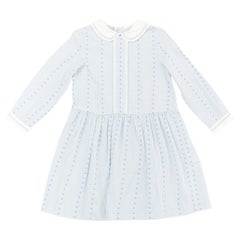 GUCCI KIDS Angela Lynne blue white cotton square G gingham peter pan dress 6Y