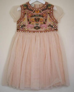 Gucci Kids Apricot Tulle Cat Dress
